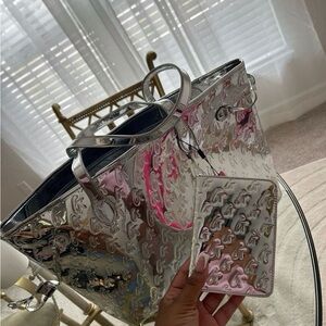 GLAMGLOW Silver Tote Bag with Geometric Design